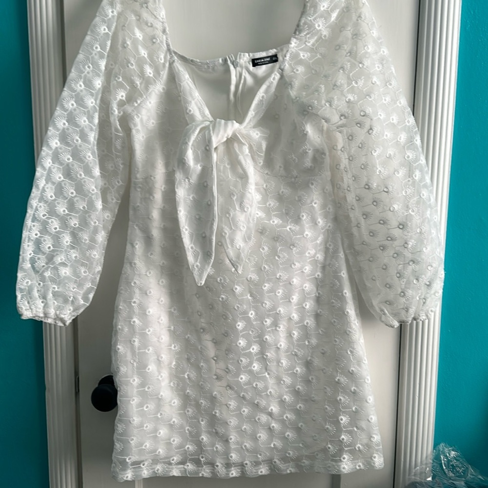SHEIN Mini All White Embroidered Dress